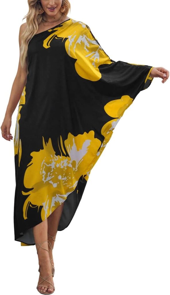 Bsubseach Womens Print Turkish Kaftan Beachwear Bikini Cover Up Maxi Dress