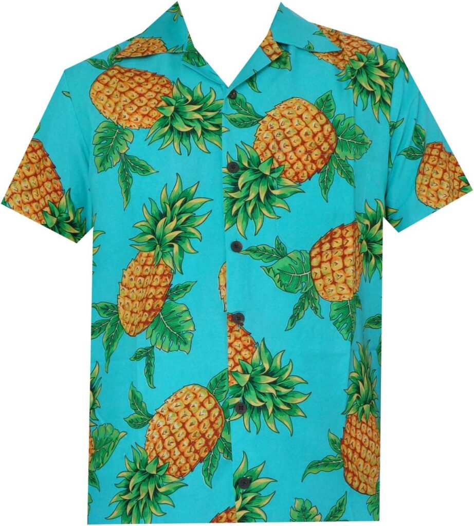 Hawaiian Shirts for Mens Pineapple Aloha Beach Party Holiday Casual Short Sleeve