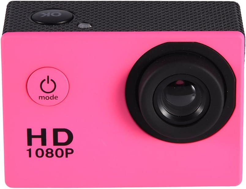 Mini Action Camera, 7 Colors 1080P HD 30m Underwater Waterproof Sports Camera DV, Digital Video Camera with Waterproof Shell, Mounting Kit for Outdoor Sports, Home Security, Driving Record(Pink)