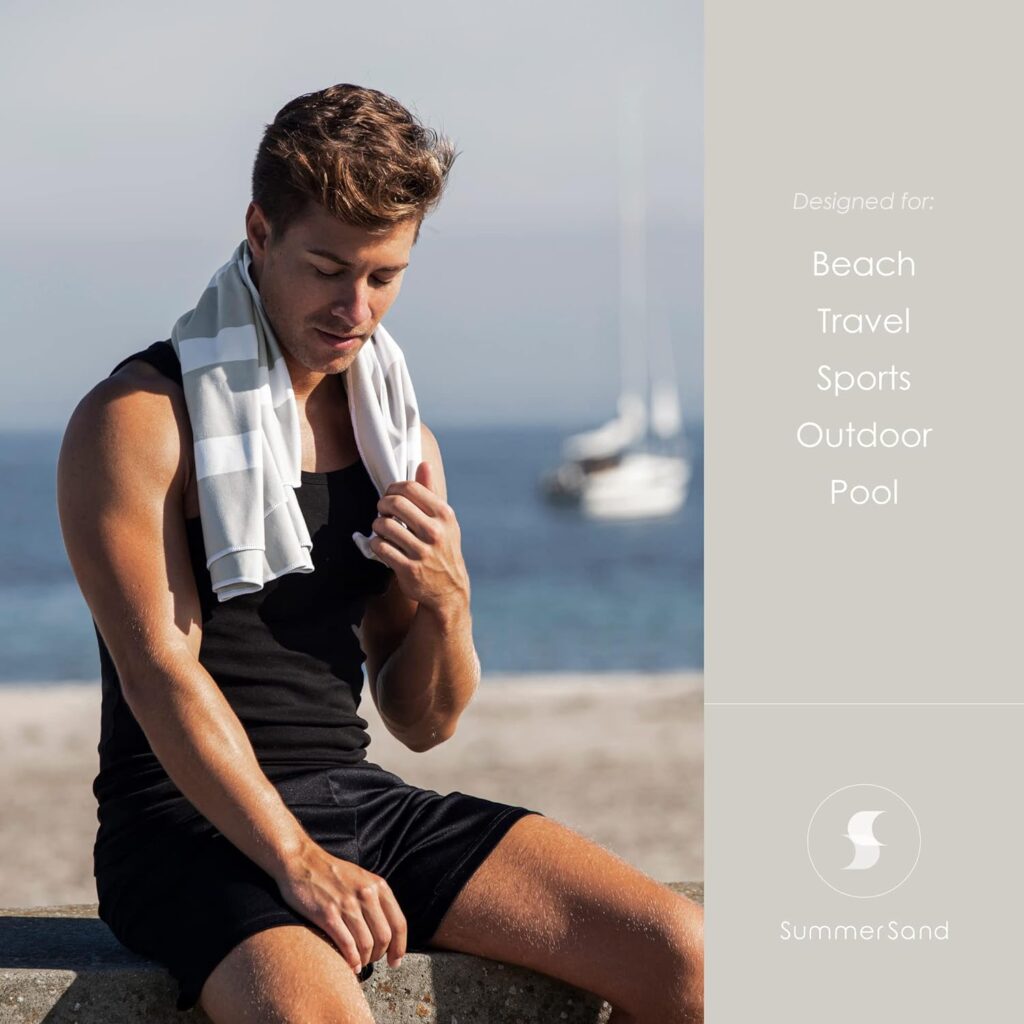 SummerSand Microfiber Beach Towel Sand Free 160x80cm - Odorless Quick Dry Towel for Pool Surfing - Lightweight Travel Towel XL - Large Microfiber Swim Towel – Marble Sand